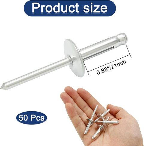 BokWin 100 Pcs Aluminum Rivets 3/16 Inch x 4/5 Inch Pop Rivets Black Large Flange Soild Blind Rivet Tool for Industries Furniture in Saudi Arabia