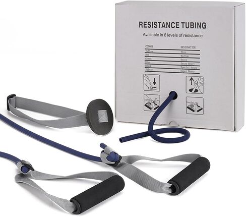 Resistance Tubes for Working Out, Exercise Bands with Handles and Door Anchor for Physical Therapy Women and Men, Rubber Tubing for Lower Pilates, at-Home Workout, 25 Foot in Saudi Arabia