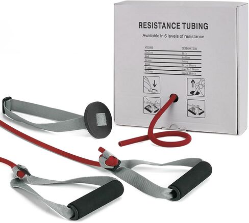 Resistance Tubes for Working Out, Exercise Bands with Handles and Door Anchor for Physical Therapy Women and Men, Rubber Tubing for Lower Pilates, at-Home Workout, 25 Foot in Saudi Arabia