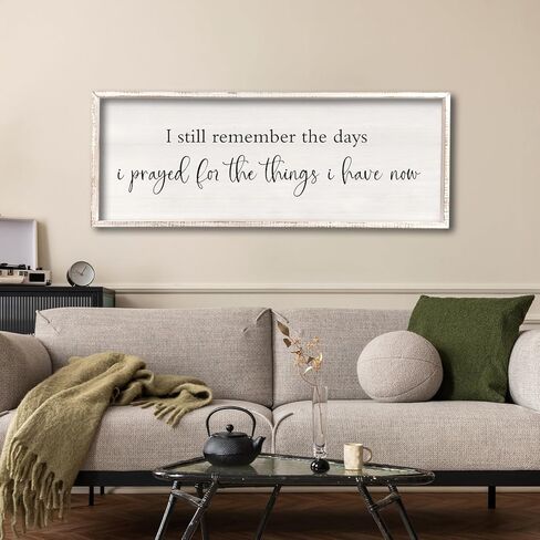 I Still Remember the Days I Prayed Sign 40" x 15" Large Living Room Wall Decor Wooden Vintage Framed Plaque Country Bedroom Hanging Home Farmhouse Inspirational I Prayed Wall Art (Wood) in Kuwait