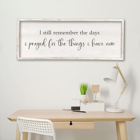 I Still Remember the Days I Prayed Sign 40" x 15" Large Living Room Wall Decor Wooden Vintage Framed Plaque Country Bedroom Hanging Home Farmhouse Inspirational I Prayed Wall Art (Wood) in Kuwait