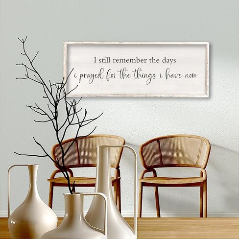 I Still Remember the Days I Prayed Sign 40" x 15" Large Living Room Wall Decor Wooden Vintage Framed Plaque Country Bedroom Hanging Home Farmhouse Inspirational I Prayed Wall Art (Wood) in Kuwait