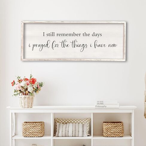I Still Remember the Days I Prayed Sign 40" x 15" Large Living Room Wall Decor Wooden Vintage Framed Plaque Country Bedroom Hanging Home Farmhouse Inspirational I Prayed Wall Art (Wood) in Kuwait