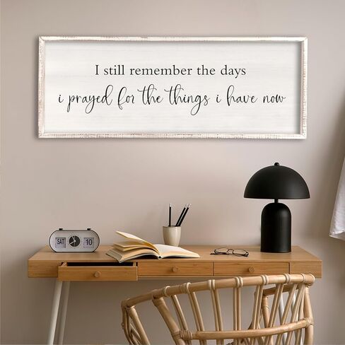 I Still Remember the Days I Prayed Sign 40" x 15" Large Living Room Wall Decor Wooden Vintage Framed Plaque Country Bedroom Hanging Home Farmhouse Inspirational I Prayed Wall Art (Wood) in Kuwait