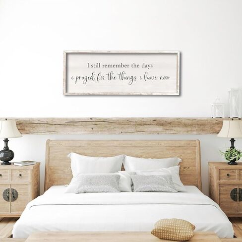 I Still Remember the Days I Prayed Sign 40" x 15" Large Living Room Wall Decor Wooden Vintage Framed Plaque Country Bedroom Hanging Home Farmhouse Inspirational I Prayed Wall Art (Wood) in Kuwait
