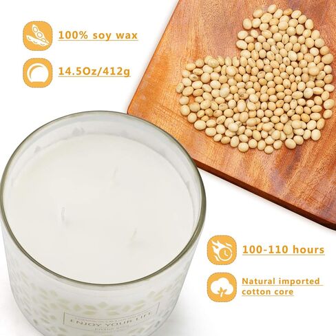 شموع معطرة للمنزل، زهر البرتقال المكسيكي، شمعة كبيرة 3 فتيل، 14.5 أونصة 125 ساعة، مثالية لتخفيف التوتر، الحمام، اليوغا، التأمل، هدايا لعيد ميلاد المرأة، عيد الأم، عيد الشكر، عيد الميلاد in Kuwait