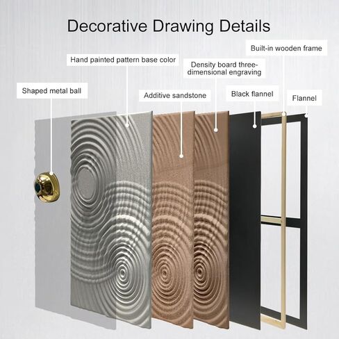 BrightA 3D الخشب جدار الفن الحد الأدنى جدار ديكور منحوتات الحائط الحديثة ديكور الخشب للجدار رمادي فاتح جدار ديكور الكرة المعدنية الذهبية لغرفة الطعام غرفة المعيشة ديكور 23.6 "× 35.4" in Kuwait