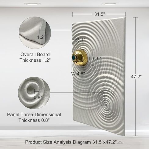 BrightA 3D الخشب جدار الفن الحد الأدنى جدار ديكور منحوتات الحائط الحديثة ديكور الخشب للجدار رمادي فاتح جدار ديكور الكرة المعدنية الذهبية لغرفة الطعام غرفة المعيشة ديكور 23.6 "× 35.4" in Kuwait