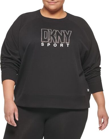 DKNY Women's Plus Size Center Logo Crewneck Pullover in Saudi Arabia