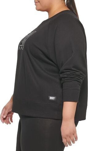 DKNY Women's Plus Size Center Logo Crewneck Pullover in Saudi Arabia