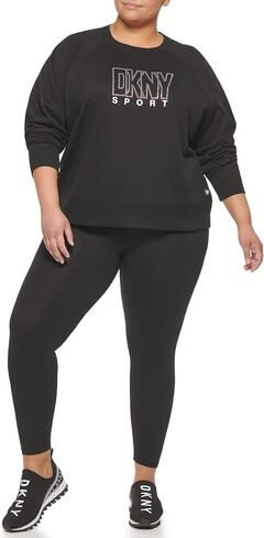DKNY Women's Plus Size Center Logo Crewneck Pullover in Saudi Arabia