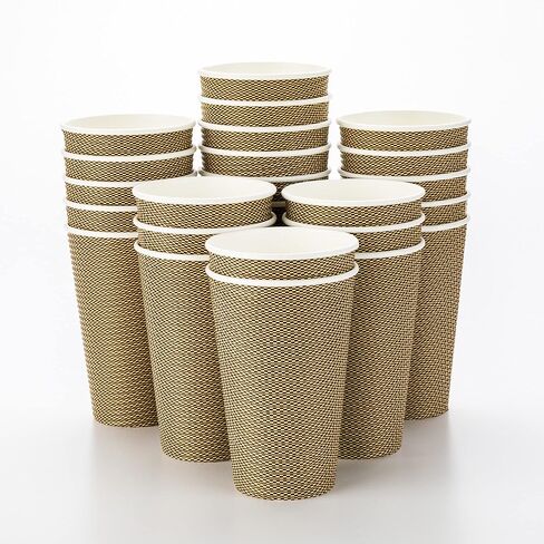 Restaurantware 12 Ounce Disposable Coffee Cups 500 Spiral Wall Hot Cups For Coffee - Lids Sold Separately Rolled Rim Paper Insulated Coffee Cups Mocha Pin Print For Coffee Tea And More in Saudi Arabia