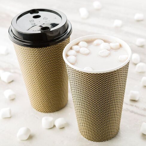 Restaurantware 12 Ounce Disposable Coffee Cups 500 Spiral Wall Hot Cups For Coffee - Lids Sold Separately Rolled Rim Paper Insulated Coffee Cups Mocha Pin Print For Coffee Tea And More in Saudi Arabia