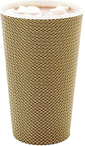 Restaurantware 12 Ounce Disposable Coffee Cups 500 Spiral Wall Hot Cups For Coffee - Lids Sold Separately Rolled Rim Paper Insulated Coffee Cups Mocha Pin Print For Coffee Tea And More in Saudi Arabia