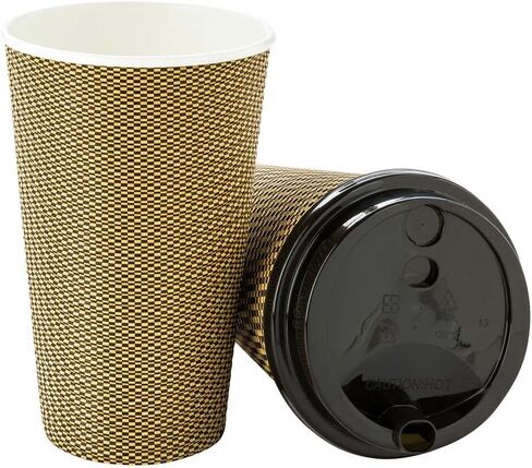 Restaurantware 12 Ounce Disposable Coffee Cups 500 Spiral Wall Hot Cups For Coffee - Lids Sold Separately Rolled Rim Paper Insulated Coffee Cups Mocha Pin Print For Coffee Tea And More in Saudi Arabia
