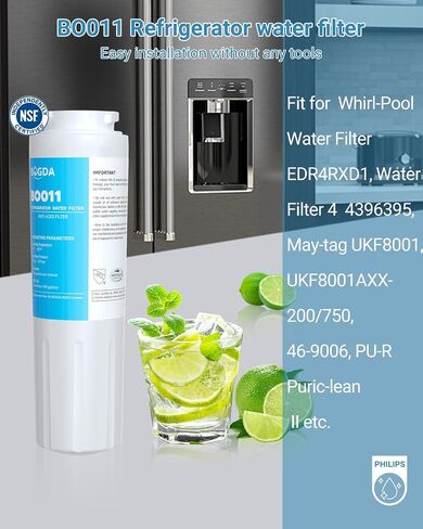 فلتر مياه EDR4RXD1 RWF0900A مطور، فلتر بديل UKF8001، مناسب لفلتر مياه Whirl-Pool 4، RFC0900A، AXX-200/750، UKF8001P، 469006، WD-F07، 4 عبوات بواسطة BOGDA in Saudi Arabia
