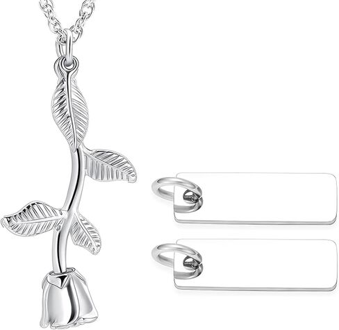 Cremation Urn Necklace for Ashes Rose Flower Cremation Jewelry Stainless Steel Ashes Pendant for Women Men Keepsake Human Pet Memorial for Jewelry in Saudi Arabia