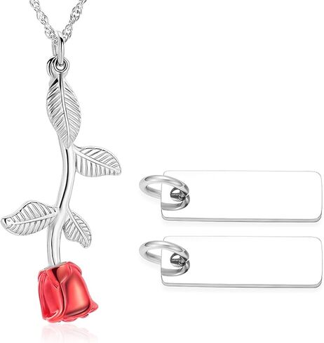 Cremation Urn Necklace for Ashes Rose Flower Cremation Jewelry Stainless Steel Ashes Pendant for Women Men Keepsake Human Pet Memorial for Jewelry in Saudi Arabia