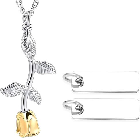 Cremation Urn Necklace for Ashes Rose Flower Cremation Jewelry Stainless Steel Ashes Pendant for Women Men Keepsake Human Pet Memorial for Jewelry in Saudi Arabia