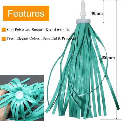 2pcs 29cm Length Polyester Silky Ribbons Streamers Bike Tassels Handlebar Tassels for Children Kid's Bike,Bicycle,Scooter,Baby Carrier Grips Decoration(Colorful) (Mixed Color) in Kuwait