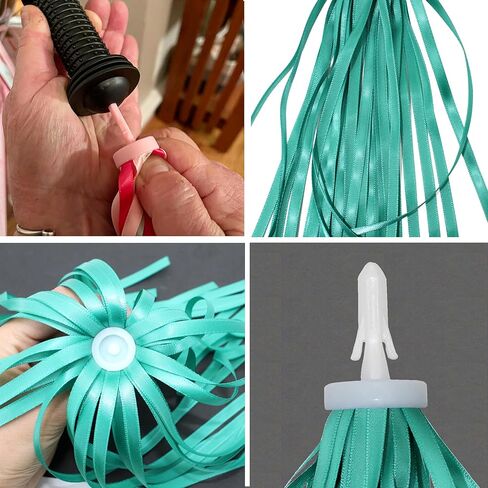 2pcs 29cm Length Polyester Silky Ribbons Streamers Bike Tassels Handlebar Tassels for Children Kid's Bike,Bicycle,Scooter,Baby Carrier Grips Decoration(Colorful) (Mixed Color) in Kuwait