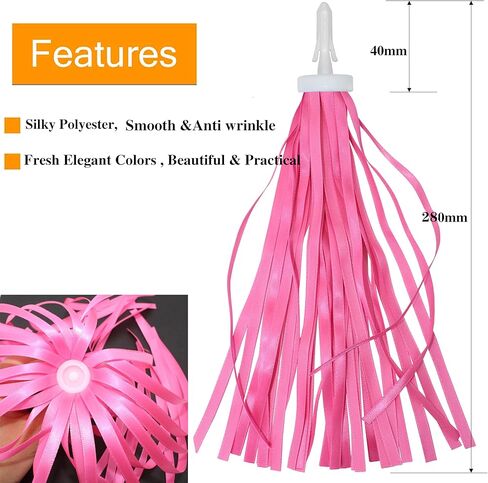 2pcs 29cm Length Polyester Silky Ribbons Streamers Bike Tassels Handlebar Tassels for Children Kid's Bike,Bicycle,Scooter,Baby Carrier Grips Decoration(Colorful) (Mixed Color) in Saudi Arabia