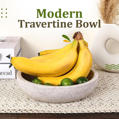Travertine Decorative Bowls for Home Decor - Key Bowl for Entryway Table - Travertine Bowl for Kitchen Counter - Large Decorative Bowl - Organic Modern Home Decor Bowl - Centerpiece Bowl in Saudi Arabia