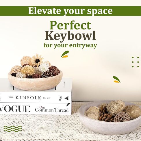Travertine Decorative Bowls for Home Decor - Key Bowl for Entryway Table - Travertine Bowl for Kitchen Counter - Large Decorative Bowl - Organic Modern Home Decor Bowl - Centerpiece Bowl in Saudi Arabia