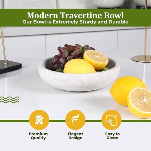 Travertine Decorative Bowls for Home Decor - Key Bowl for Entryway Table - Travertine Bowl for Kitchen Counter - Large Decorative Bowl - Organic Modern Home Decor Bowl - Centerpiece Bowl in Saudi Arabia