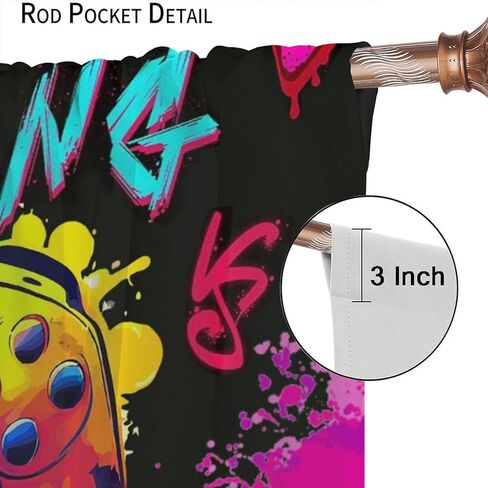 ستائر الألعاب للأولاد والبنات والمراهقين، لوحة ألعاب جرافيتي ملونة للتحكم في الألعاب، معالجة نافذة رائعة لغرفة النوم وغرفة المعيشة وغرفة اللعب، مجموعتان من اللوحات، 42 × 45 بوصة in Kuwait