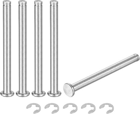 uxcell 5 مجموعة M8x35mm 304 الفولاذ المقاوم للصدأ أسطواني رمح المفاجئة تحديد موقع دبوس، رأس مسطح مخدد المفصلي موقف اسطوانة دبوس مع حلقة الاحتفاظ بمشبك E، فضي in Saudi Arabia