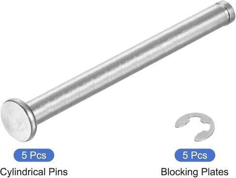 uxcell 5 مجموعة M8x35mm 304 الفولاذ المقاوم للصدأ أسطواني رمح المفاجئة تحديد موقع دبوس، رأس مسطح مخدد المفصلي موقف اسطوانة دبوس مع حلقة الاحتفاظ بمشبك E، فضي in Saudi Arabia