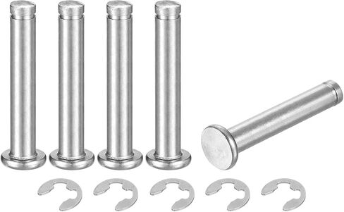 uxcell 5 مجموعة M8x35mm 304 الفولاذ المقاوم للصدأ أسطواني رمح المفاجئة تحديد موقع دبوس، رأس مسطح مخدد المفصلي موقف اسطوانة دبوس مع حلقة الاحتفاظ بمشبك E، فضي in Saudi Arabia