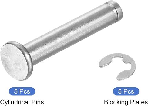 uxcell 5 مجموعة M8x35mm 304 الفولاذ المقاوم للصدأ أسطواني رمح المفاجئة تحديد موقع دبوس، رأس مسطح مخدد المفصلي موقف اسطوانة دبوس مع حلقة الاحتفاظ بمشبك E، فضي in Saudi Arabia