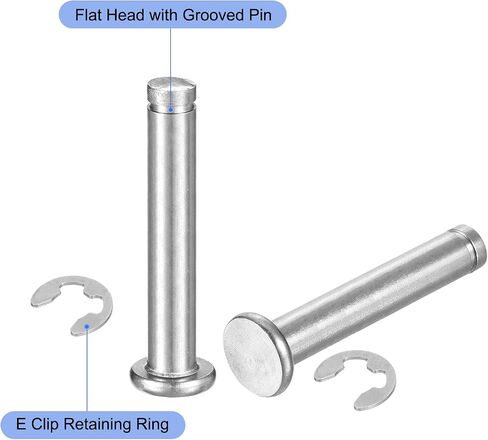 uxcell 5 مجموعة M8x35mm 304 الفولاذ المقاوم للصدأ أسطواني رمح المفاجئة تحديد موقع دبوس، رأس مسطح مخدد المفصلي موقف اسطوانة دبوس مع حلقة الاحتفاظ بمشبك E، فضي in Saudi Arabia