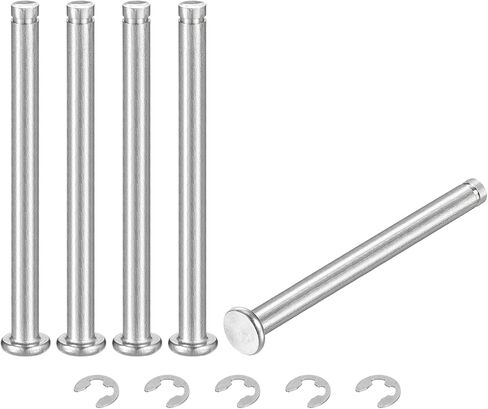 uxcell 5 مجموعة M8x35mm 304 الفولاذ المقاوم للصدأ أسطواني رمح المفاجئة تحديد موقع دبوس، رأس مسطح مخدد المفصلي موقف اسطوانة دبوس مع حلقة الاحتفاظ بمشبك E، فضي in Saudi Arabia
