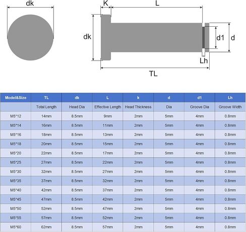 uxcell 5 مجموعة M8x35mm 304 الفولاذ المقاوم للصدأ أسطواني رمح المفاجئة تحديد موقع دبوس، رأس مسطح مخدد المفصلي موقف اسطوانة دبوس مع حلقة الاحتفاظ بمشبك E، فضي in Saudi Arabia