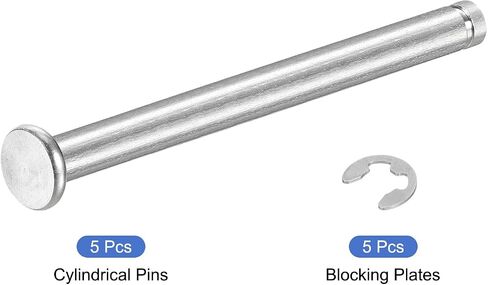 uxcell 5 مجموعة M8x35mm 304 الفولاذ المقاوم للصدأ أسطواني رمح المفاجئة تحديد موقع دبوس، رأس مسطح مخدد المفصلي موقف اسطوانة دبوس مع حلقة الاحتفاظ بمشبك E، فضي in Saudi Arabia
