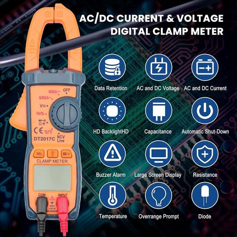 Digital Multimeter Tester 6000 Counts Amp Clamp Meter for Ac/Dc Resistance Capacitance Measurement Temperature Continuity Diode(Excluding Battery) in Saudi Arabia