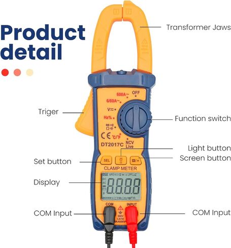 Digital Multimeter Tester 6000 Counts Amp Clamp Meter for Ac/Dc Resistance Capacitance Measurement Temperature Continuity Diode(Excluding Battery) in Saudi Arabia
