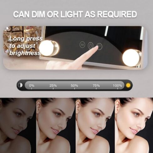 مرآة الغرور مع أضواء 9 لمبات LED مرآة مكياج مضاءة مرآة هوليوود مرآة مكياج على الطاولة مع 3 أضواء ملونة قابلة لتعديل الضوء بزاوية 360 درجة في مرآة المكتب مرآة الغرور الشخصية in Kuwait