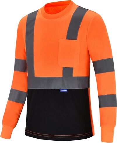 AYKRM Safety T Shirt Reflective High Visibility hi vis Long Sleeve T Shirt (XS-6XL) in Saudi Arabia