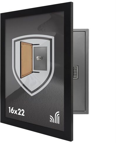 Americanflat 16x22 Concealment Picture Frame with Polished Plexiglass - Guardian Collection - Hinged Picture Frame to Hide an In-Wall Safe, Access Panel, or In-Wall Storage - Black in Kuwait