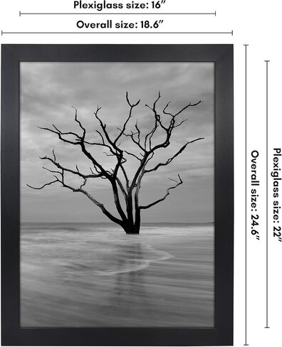 Americanflat 16x22 Concealment Picture Frame with Polished Plexiglass - Guardian Collection - Hinged Picture Frame to Hide an In-Wall Safe, Access Panel, or In-Wall Storage - Black in Kuwait