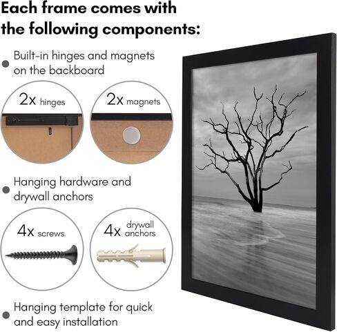 Americanflat 16x22 Concealment Picture Frame with Polished Plexiglass - Guardian Collection - Hinged Picture Frame to Hide an In-Wall Safe, Access Panel, or In-Wall Storage - Black in Kuwait