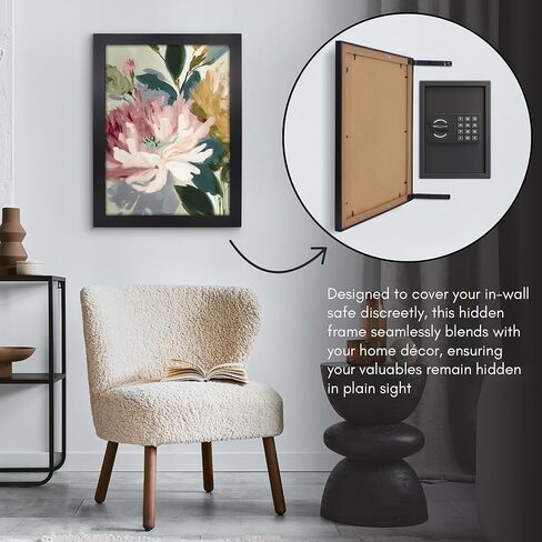 Americanflat 16x22 Concealment Picture Frame with Polished Plexiglass - Guardian Collection - Hinged Picture Frame to Hide an In-Wall Safe, Access Panel, or In-Wall Storage - Black in Kuwait