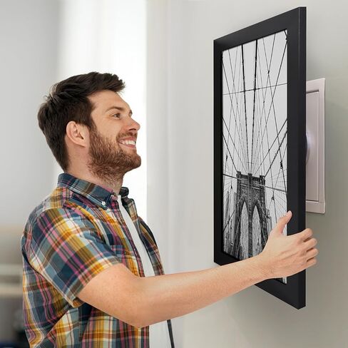 Americanflat 16x22 Concealment Picture Frame with Polished Plexiglass - Guardian Collection - Hinged Picture Frame to Hide an In-Wall Safe, Access Panel, or In-Wall Storage - Black in Kuwait