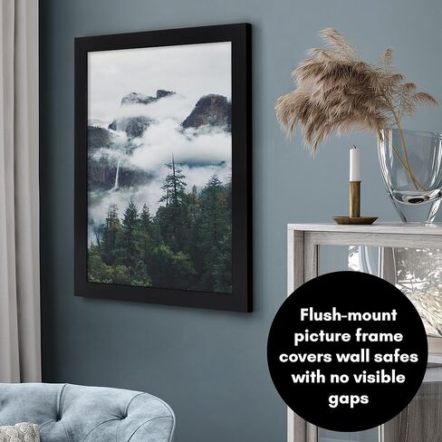 Americanflat 16x22 Concealment Picture Frame with Polished Plexiglass - Guardian Collection - Hinged Picture Frame to Hide an In-Wall Safe, Access Panel, or In-Wall Storage - Black in Kuwait