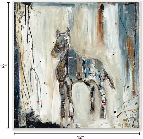 Stupell Home Décor Abstract Horse Paint Splatter Stretched Canvas Wall Art, 24 x 1.5 x 24, Proudly Made in USA in Saudi Arabia