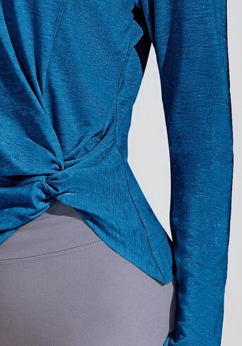 PINSPARK Womens Long Sleeve Shirts Workout Tops V Neck Twist Front Hiking Yoga Running Casual T-Shirt in Saudi Arabia